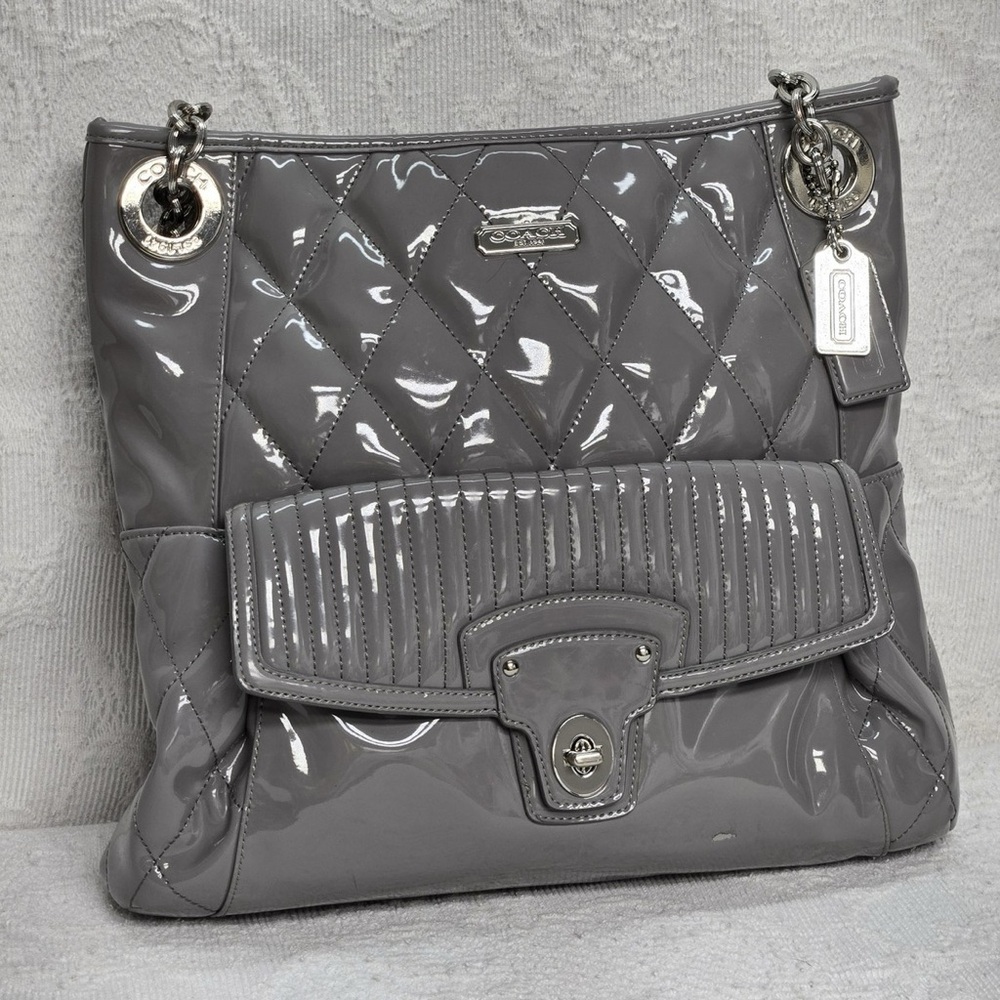 Coach Liquid Gloss Poppy Grey Shoulder Bag